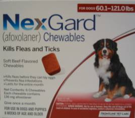 NexGard chewable for Dogs 60.1 to 121 lbs