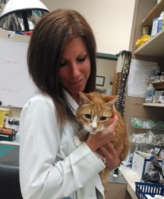 Dr. Heather Simon and cat patient Cedric.