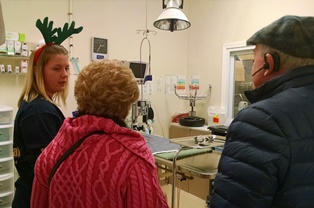 Lauren giving tour of Belle Mead Animal Hospitaal